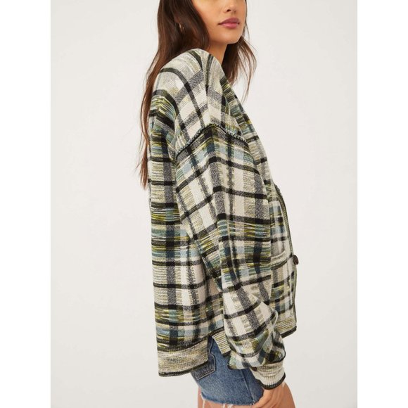 Free People McGregor Plaid Cardi / Green Tea - Picture 2 of 6